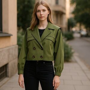 NWOT FREE PEOPLE Looking Glass Trench Coat Color: Loden Green